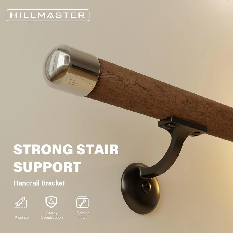 HILLMASTER Steel Handrail Bracket for Indoor Outdoor Stairs, Anti-Rust Hand Rail Brackets Hand Railing Brackets Strong Stair Support for Home Buildings Stairways Handrail, Matte Black, 6 Pcs - Image 4